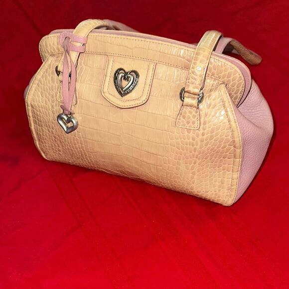 Brighton Heart Charm Beige and Pink Crocodile-Embossed Handbag - Picture 4 of 13
